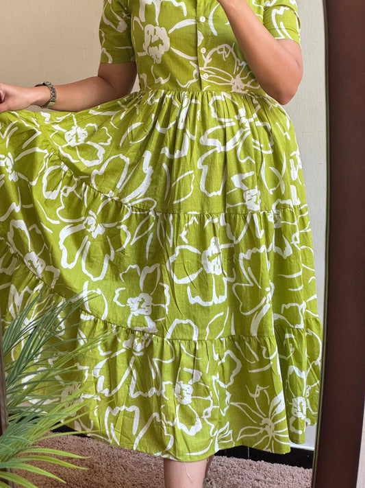 Parrot green gown