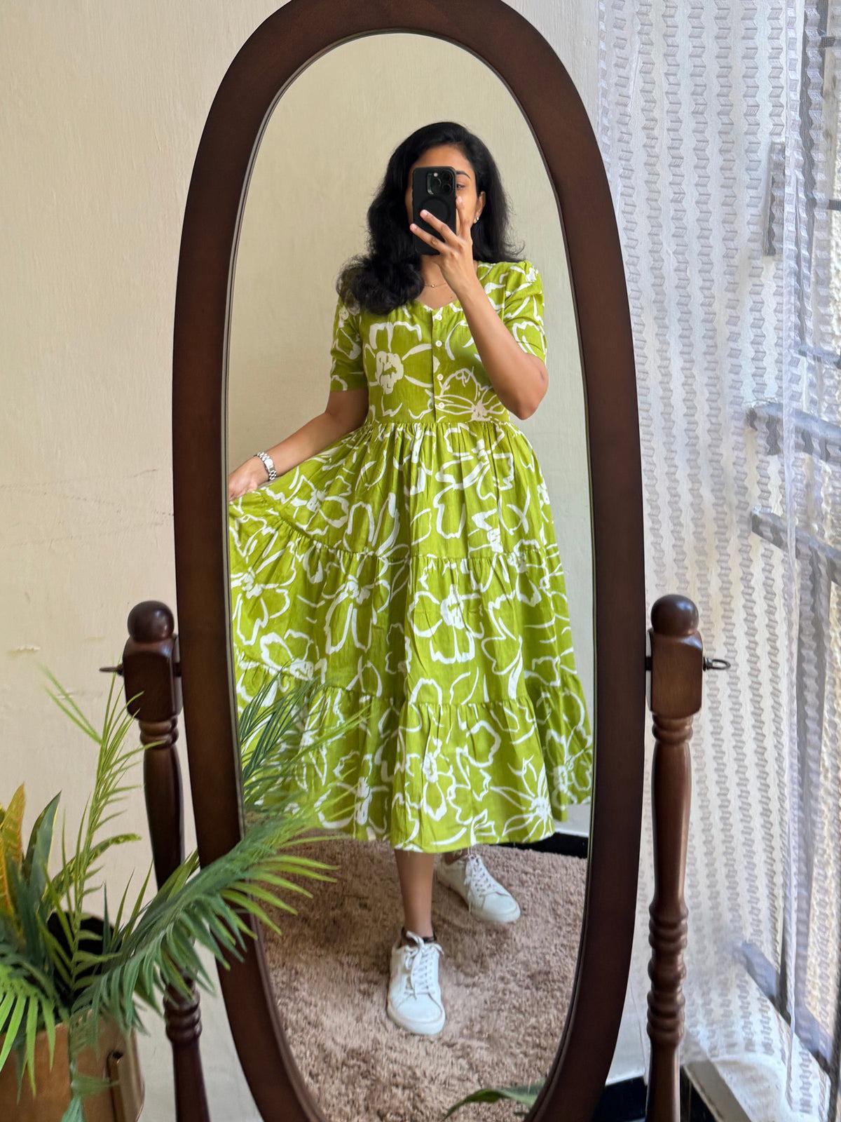 Parrot green gown
