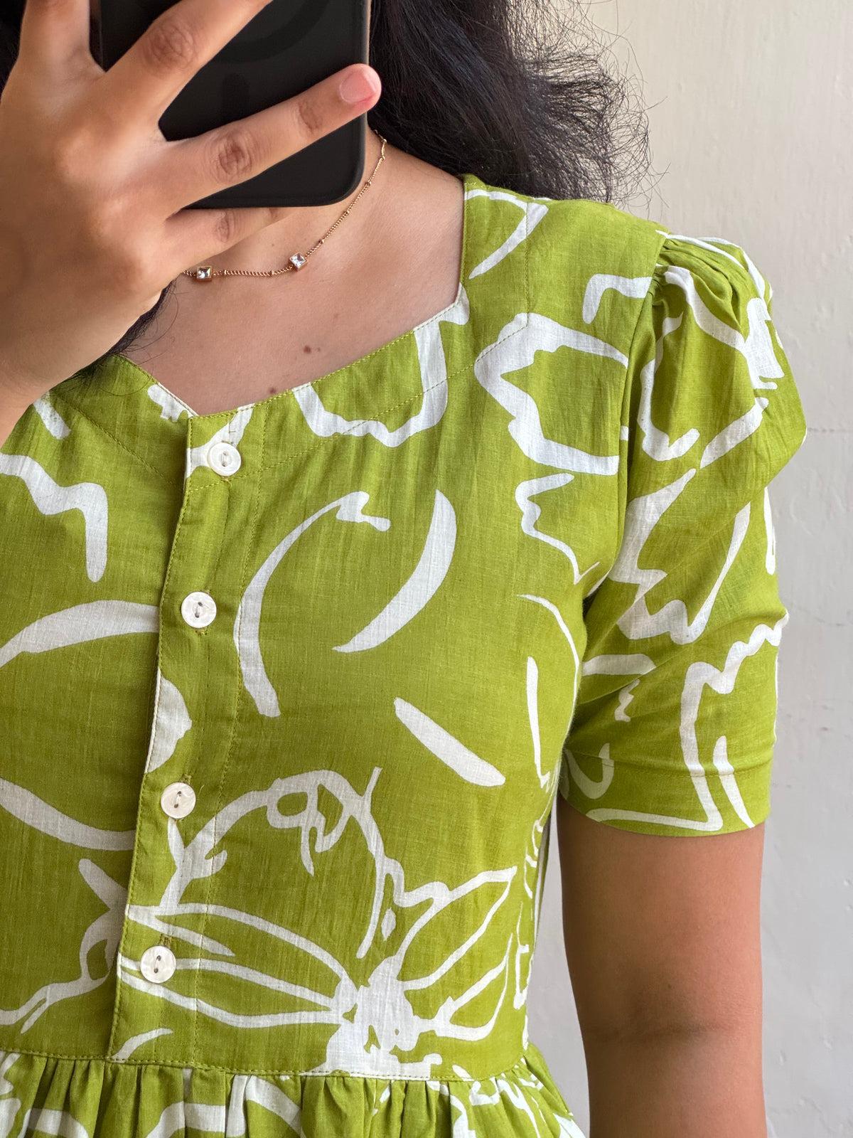 Parrot green gown